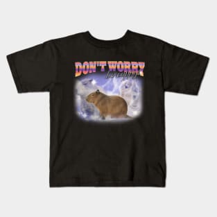 Cabybara Vintage 90s Bootleg Style T-Shirt, don't worry be cappy Shirt, Funny Capybara Meme Kids T-Shirt